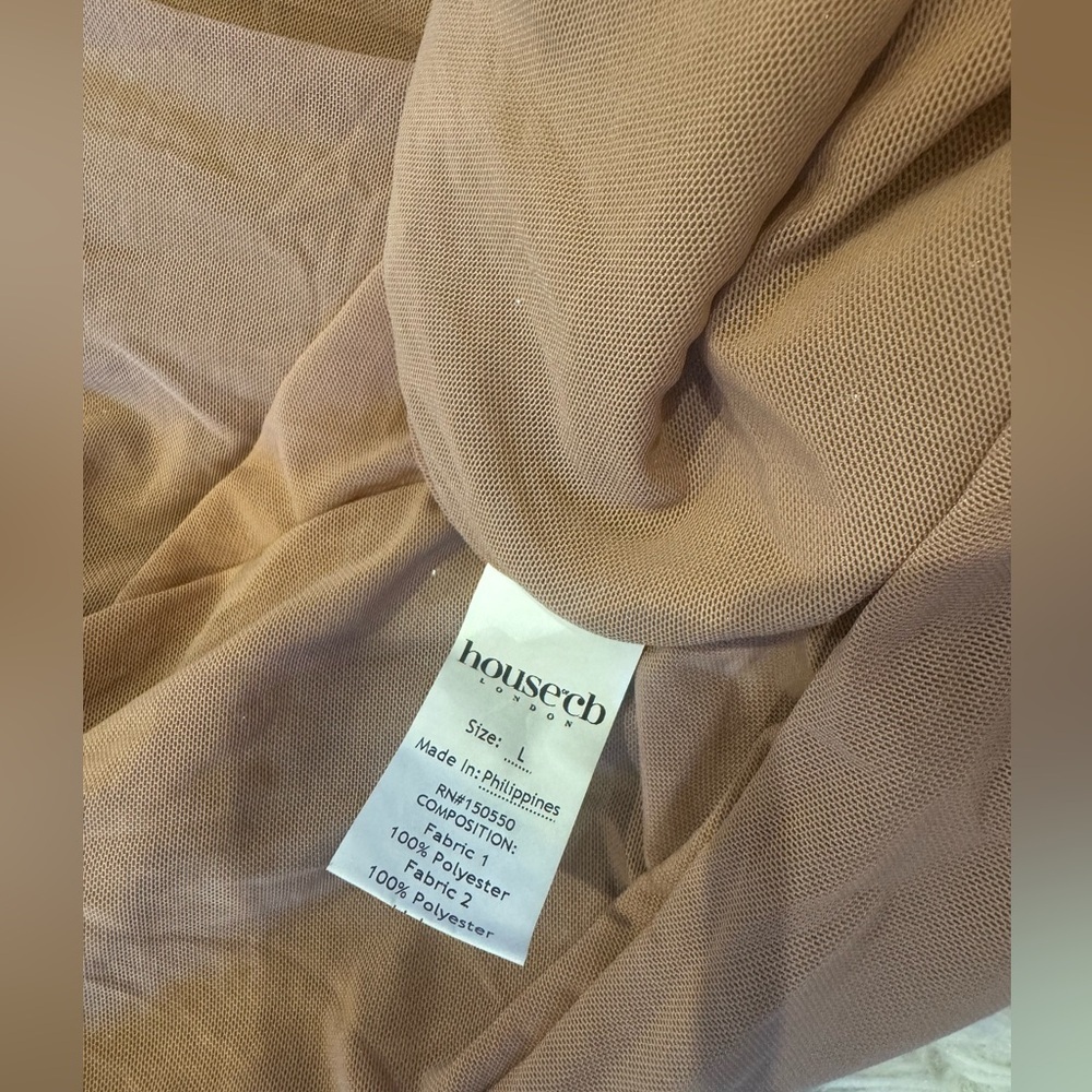 NWOT House of CB 'Alondra' Cafe Au Lait Beaded Maxi Dress sz L - Picture 13 of 14